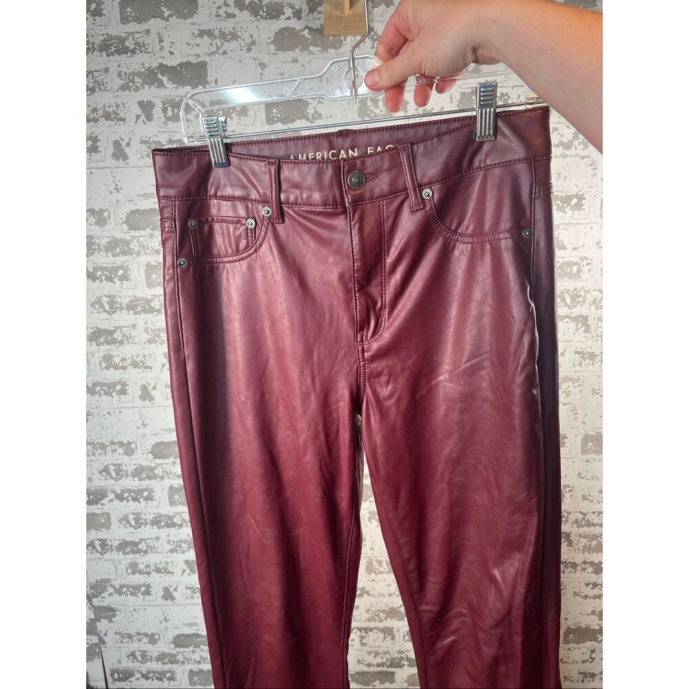 American Eagle | women maroon faux leather super high-rise kick boot